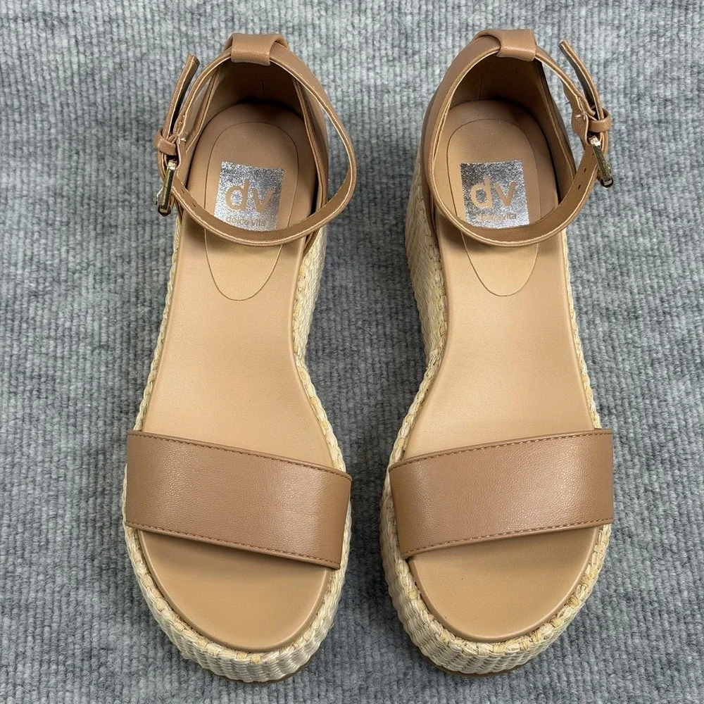 Dolce Vita Size-6.5 Women's Alumina Espadrille Sandals Wedge Brown